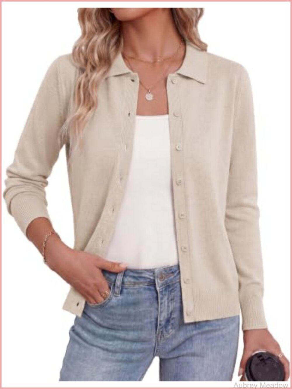 Women's Lightweight Knit Cardigan Long Sleeve Lapel Button Down
